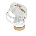 Woman's thong sandal with rhinestones in white leather heel 2 - Available sizes:  32