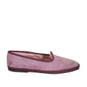 Mocassin friulano pour femmes en daim rose avec doublure en fourrure talon 1 - Pointures disponibles:  42