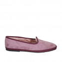 Woman's friulane slipper shoe in pink suede with fur lining heel 1 - Available sizes:  33, 42, 45