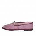 Mocassin friulano pour femmes en daim rose avec doublure en fourrure talon 1 - Pointures disponibles:  42