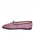 Mocassin friulano pour femmes en daim rose avec doublure en fourrure talon 1 - Pointures disponibles:  33, 42, 45