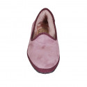 Mocasino fruilano para mujer en gamuza rosa con forro en pelaje tacon 1 - Tallas disponibles:  33, 42, 45