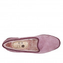 Mocassin friulano pour femmes en daim rose avec doublure en fourrure talon 1 - Pointures disponibles:  42