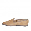 Mocassin friulano à bout pointu pour femmes en daim beige talon 1 - Pointures disponibles:  42