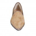 Mocassin friulano à bout pointu pour femmes en daim beige talon 1 - Pointures disponibles:  42
