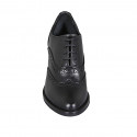 Chaussure richelieu à lacets avec bout golf pour femmes en cuir noir talon 6 - Pointures disponibles:  32