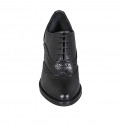 Woman's laced Oxford shoe with wingtip in black leather heel 6 - Available sizes:  32, 43