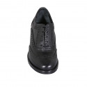 Chaussure richelieu à lacets pour femmes en cuir noir avec bout golf talon 5 - Pointures disponibles:  43, 45