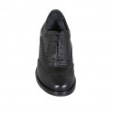 Woman's laced Oxford shoe in black leather with wingtip heel 5 - Available sizes:  43, 45