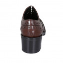 Zapato oxford para mujer con cordones y punta de ala en piel marron tacon 5 - Tallas disponibles:  43, 45