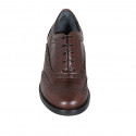 Woman's laced Oxford shoe in brown leather with wingtip heel 5 - Available sizes:  32, 33, 34, 43, 45