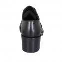 Woman's highfronted shoe with elastic band in black leather heel 5 - Available sizes:  32, 33, 43