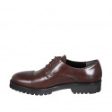 Woman's laced derby shoe with captoe in brown leather heel 3 - Available sizes:  43