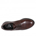 Woman's laced derby shoe with captoe in brown leather heel 3 - Available sizes:  43