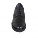 Woman's laced derby shoe with captoe in black leather heel 3 - Available sizes:  43, 44