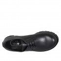 Woman's derby laced shoe in black leather heel 3 - Available sizes:  32, 33, 42, 43, 44, 45