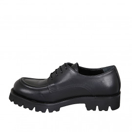 Zapato derby con cordones para mujer en piel negra tacon 3 - Tallas disponibles:  32 2