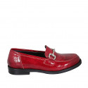 Woman's mocassin with accessory in red printed patent leather heel 2 - Available sizes:  45