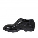 Woman's derby laced shoe in black patent leather heel 3 - Available sizes:  33, 42, 43, 44, 45