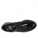 Chaussure pour femmes derby à lacets en cuir verni noir talon 3 - Pointures disponibles:  43, 44, 45