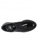 Zapato derby con cordones en charol negro para mujer tacon 3 - Tallas disponibles:  44, 45