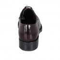 Zapato derby con cordones para mujer en piel cepillada granate con decoracion Brogue tacon 3 - Tallas disponibles:  45