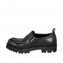 Mocasín para mujer con elasticos en piel negra tacon 3 - Tallas disponibles:  32 2