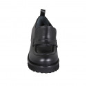 Woman's moccasin shoe with elastics in black leather heel 3 - Available sizes:  32
