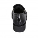 Woman's loafer with elastic band and accessory in black patent leather heel 3 - Available sizes:  32