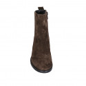 Woman's ankle boot in brown suede with zipper heel 5 - Available sizes:  42, 43