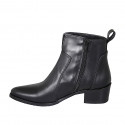 Woman's Texan ankle boot in black leather with zipper heel 4 - Available sizes:  33