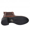 Woman's ankle boot in cognac brown leather with elastic bands and wingtip heel 5 - Available sizes:  43