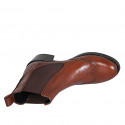 Botines con elasticos y punta de ala para mujer en piel brun claro tacon 5 - Tallas disponibles:  32, 43