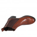 Woman's ankle boot in cognac brown leather with elastic bands and wingtip heel 5 - Available sizes:  43