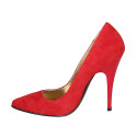 ﻿Women's pointy pump shoe in red suede heel 11 - Available sizes:  32, 42