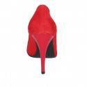 ﻿Escarpin à bout pointu pour femmes en daim rouge talon 11 - Pointures disponibles:  32
