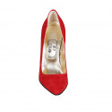 ﻿Escarpin à bout pointu pour femmes en daim rouge talon 11 - Pointures disponibles:  32