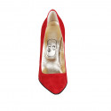 ﻿Zapato de salón puntiagudo en gamuza roja para mujer tacon 11 - Tallas disponibles:  32, 42