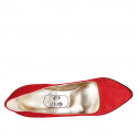 ﻿Escarpin à bout pointu pour femmes en daim rouge talon 11 - Pointures disponibles:  32