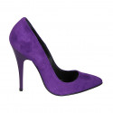 ﻿Escarpin à bout pointu pour femmes en daim violette talon 11 - Pointures disponibles:  32