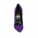 ﻿Escarpin à bout pointu pour femmes en daim violette talon 11 - Pointures disponibles:  32