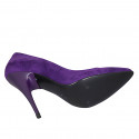 ﻿Escarpin à bout pointu pour femmes en daim violette talon 11 - Pointures disponibles:  32
