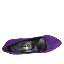 ﻿Escarpin à bout pointu pour femmes en daim violette talon 11 - Pointures disponibles:  32