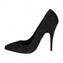 ﻿Escarpin pour femmes à bout pointu en daim noir avec talon 11 - Pointures disponibles:  31, 32