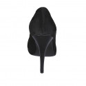 ﻿Escarpin pour femmes à bout pointu en daim noir avec talon 11 - Pointures disponibles:  31, 32, 42