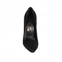 ﻿Escarpin pour femmes à bout pointu en daim noir avec talon 11 - Pointures disponibles:  31, 32