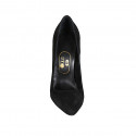 ﻿Zapato de salon puntiagudo en gamuza de color negro para mujer tacon 11 - Tallas disponibles:  31, 32, 42