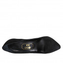 ﻿Escarpin pour femmes à bout pointu en daim noir avec talon 11 - Pointures disponibles:  31, 32