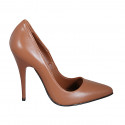 Décolleté a punta da donna in pelle marrone tacco 11 - Misure disponibili: 31