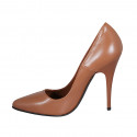 Zapato de salon a punta para mujer en piel marron tacon 11 - Tallas disponibles:  31